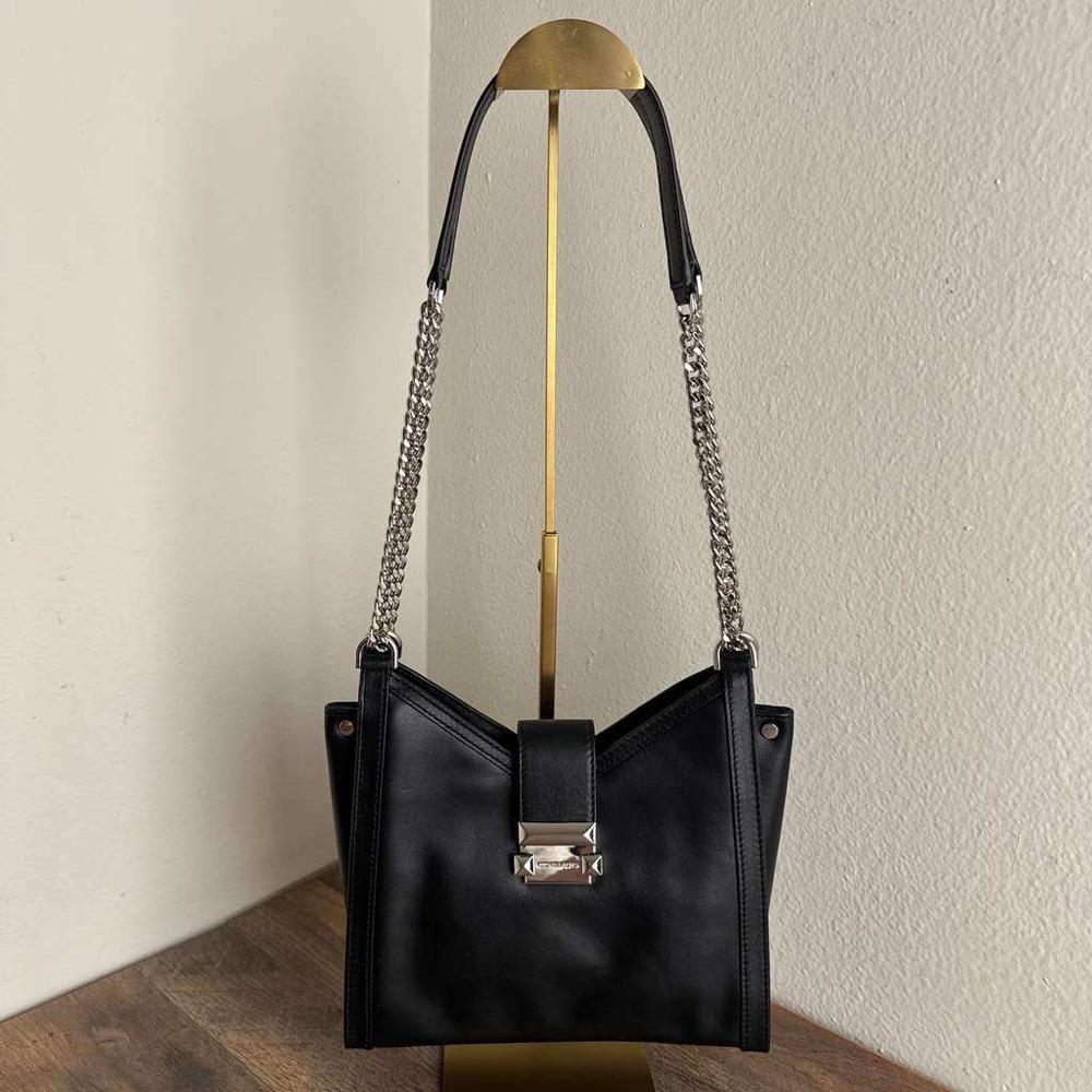 Michael Kors Whitney Shoulder Bag Black Leather Chain Convertible‎ Small NWT